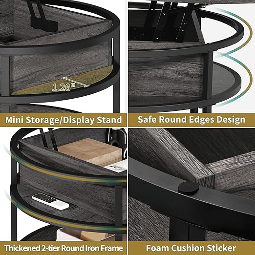 Round Lift Top Coffee Table With Storage