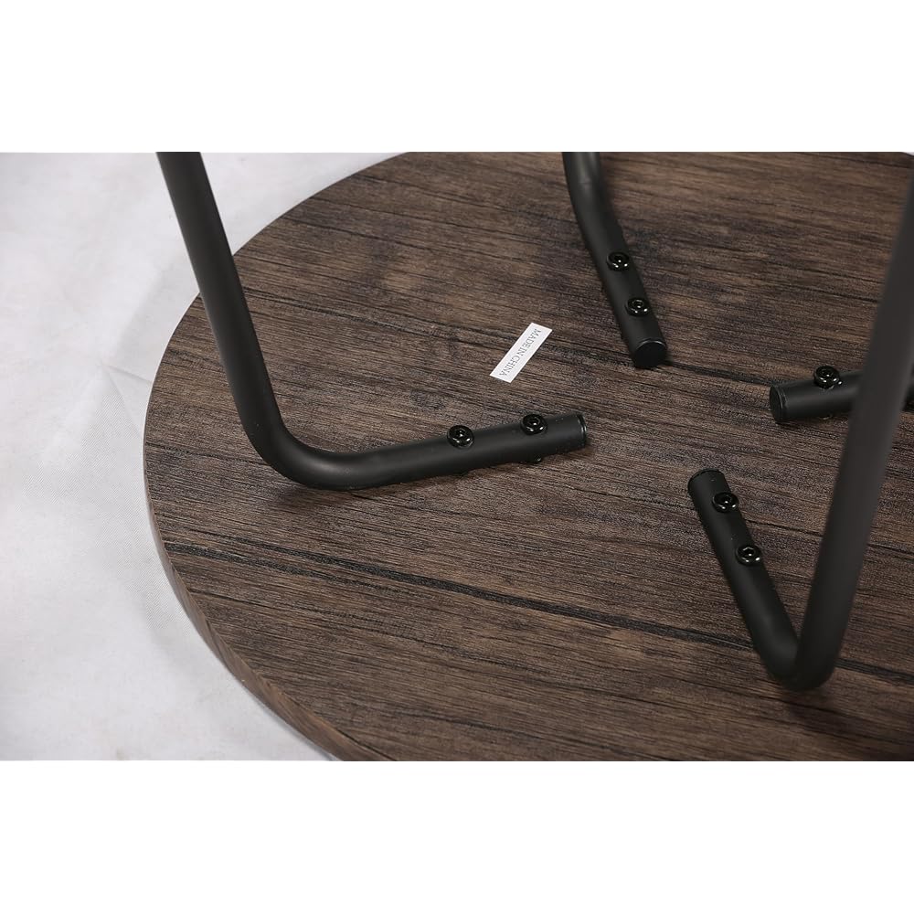 Set of 2 Small Round Anti-Rust Metal Side Tables