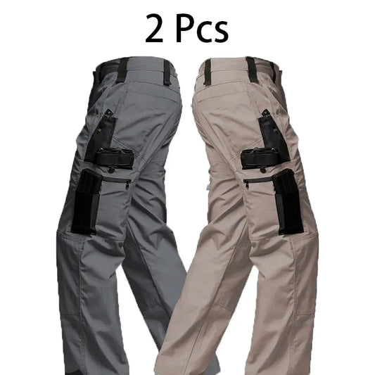 2Pcs Men Tactical Pants, Multiple Pockets