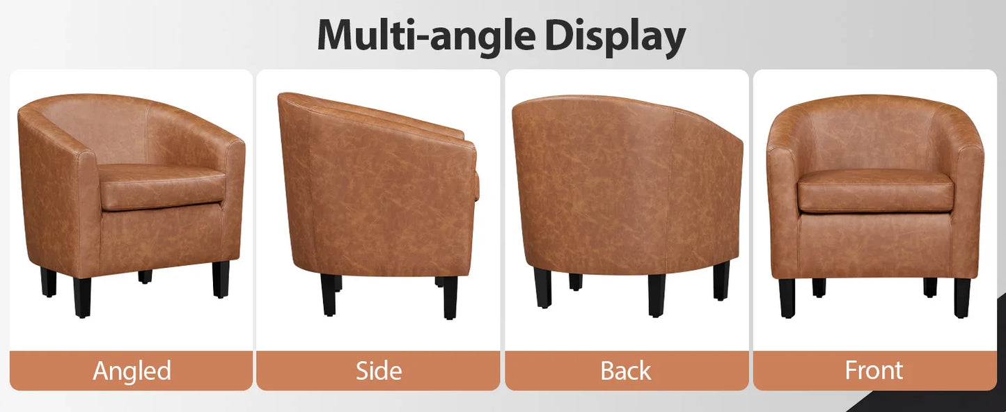 Set of 2, Faux Leather Barrel Chairs