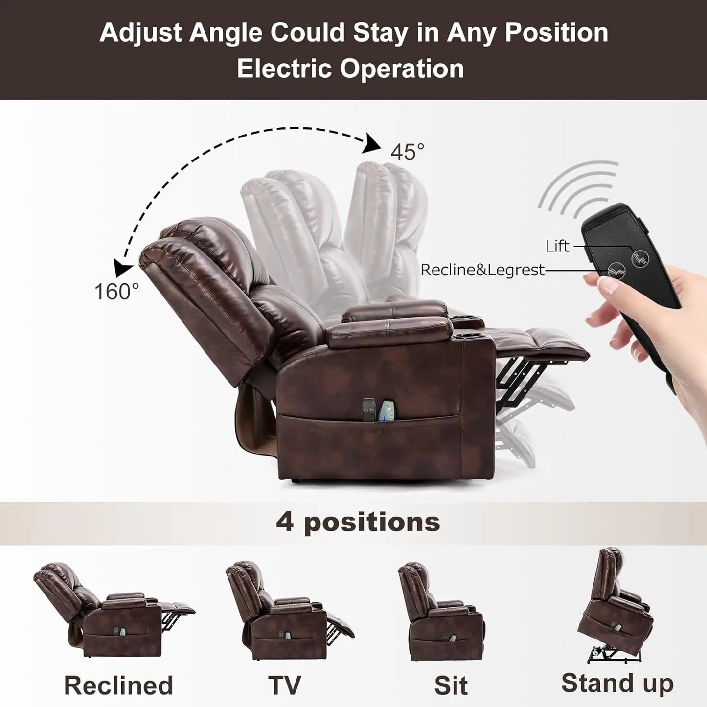 Power Lift Recliner with Heat and Massage, and Cup Holder