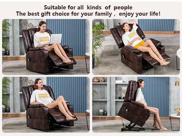 Power Lift Recliner with Heat and Massage, and Cup Holder