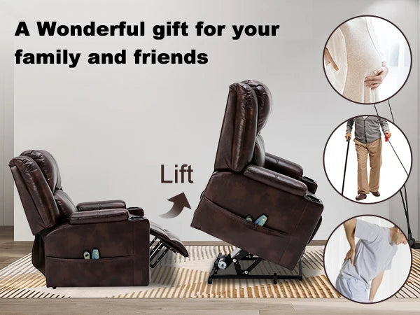 Power Lift Recliner with Heat and Massage, and Cup Holder
