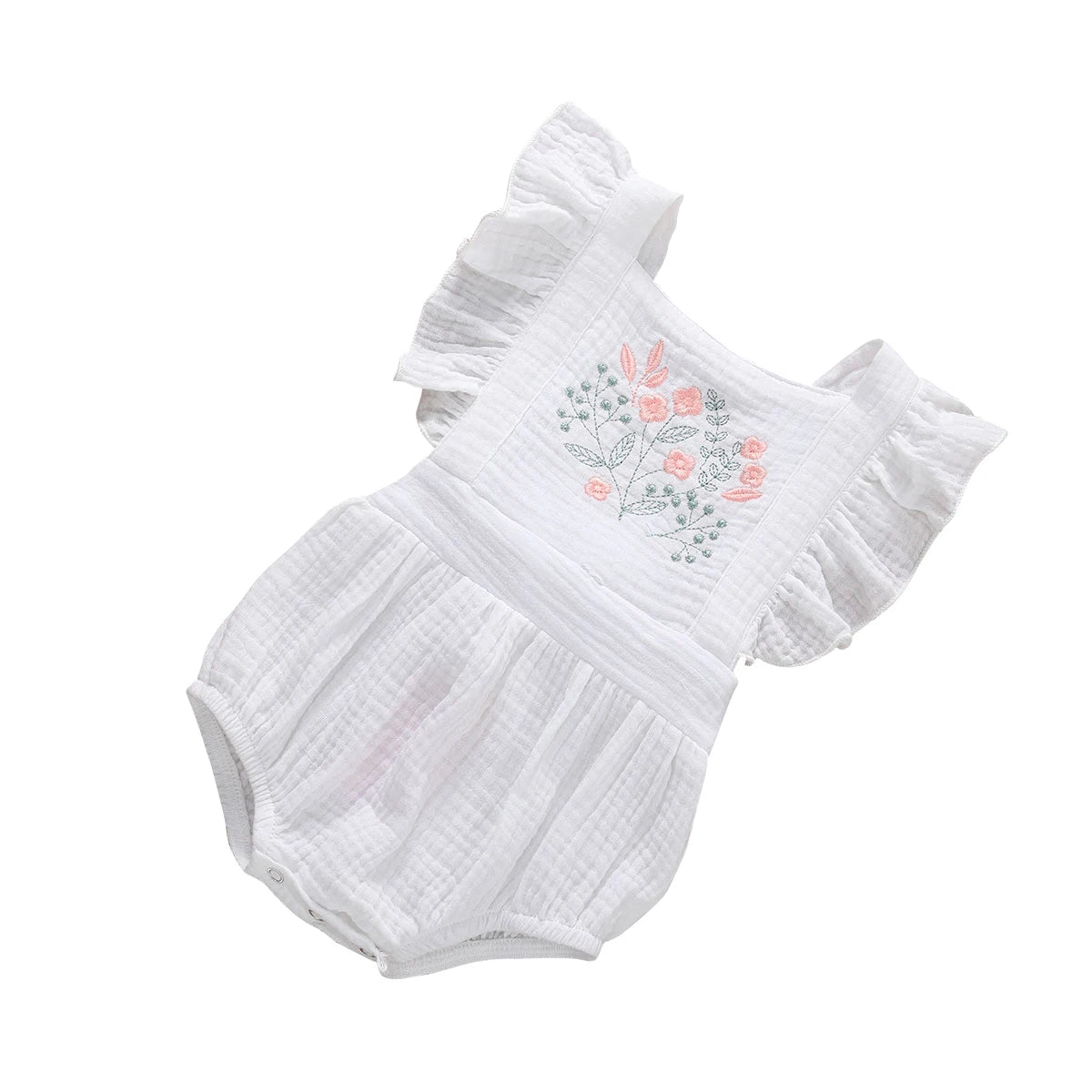 6-24MO Baby Girls Flowers Print Ruffles Short Sleeve Cotton Backless
