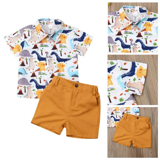 2PC 2T-6T Boys Summer Tops, T-shirt Dinosaur, Shorts