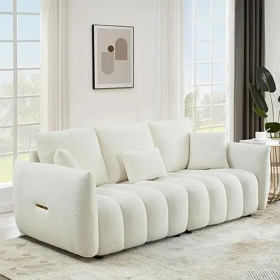 82" Upholstered 3-Seat Boucle Couch