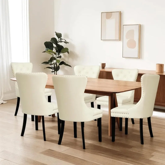 Set of 8, Leather Parson Chairs for Dining Room, Bedroom, and Living Room