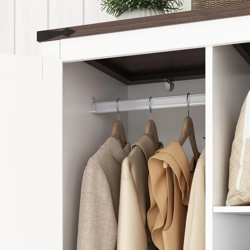 Armoire Closet with Doors and Drawers, with Shelves & Hanging Rod for Clothing