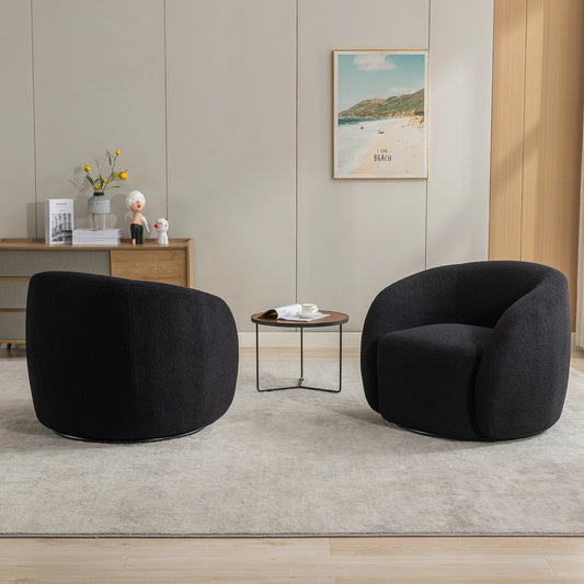 Set of 2 Upholstered Round Barrel Accent Chairs with a 360 degree swivel