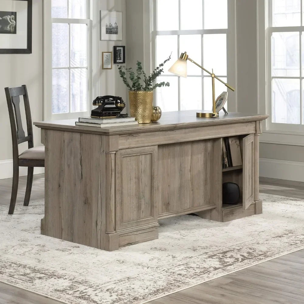 Executive Desk, L: 65.12" x W: 29.53" x H: 29.61", Split Oak finish