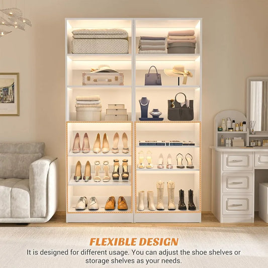 25” Closet Organizer System, Freestanding Shoe Storage Shelves, Heavy Duty Walk in Closet Tower