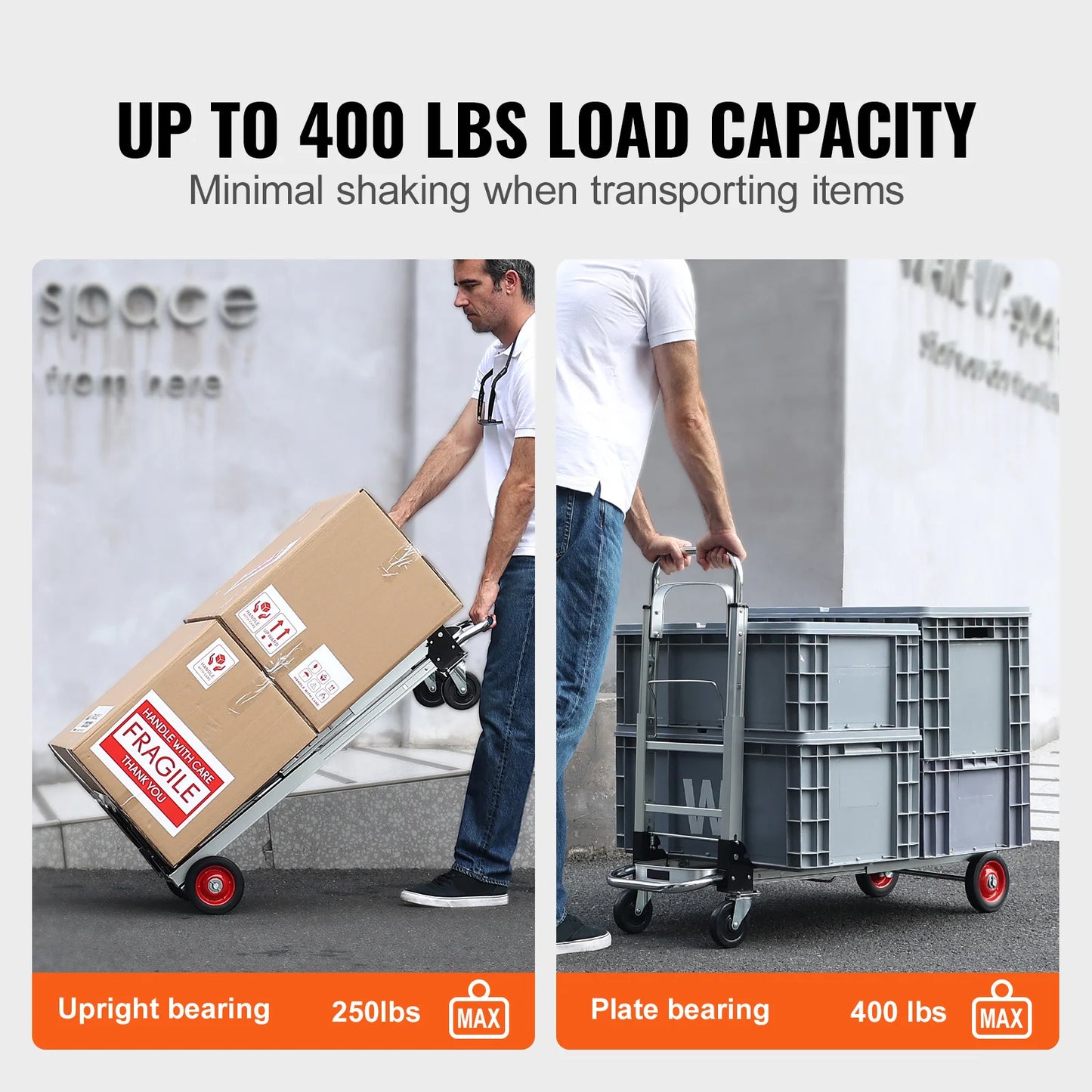 SucceBuy 400 lbs Folding Hand Truck Lightweight Dolly with Wheels