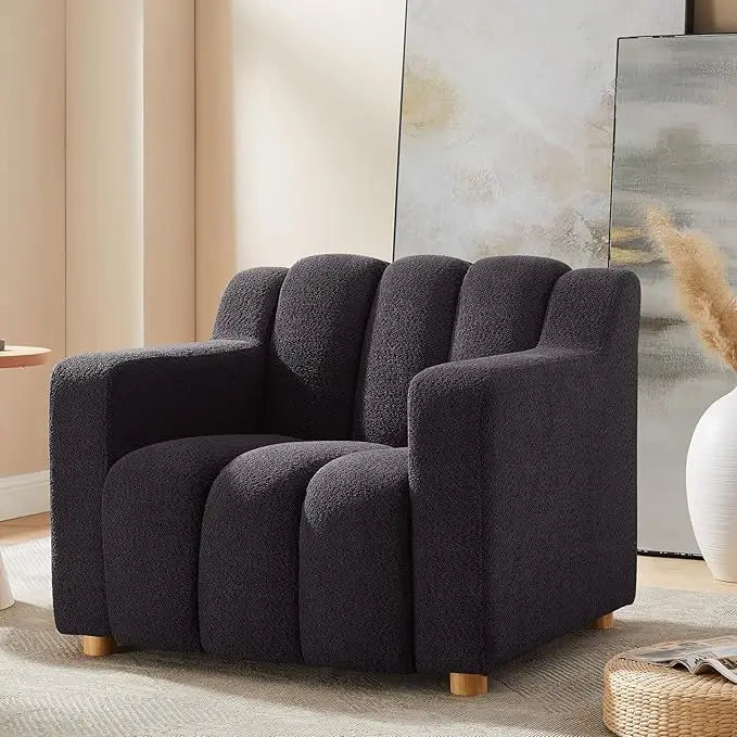 40" Comfy Boucle, Deep Seat and Wide Arms, Upholstered Armchair