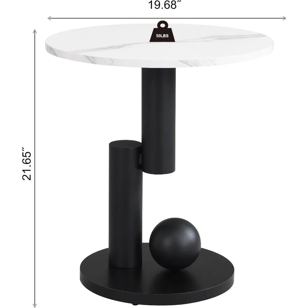 2-Piece Modern Oval Decorative Coffee Center Table with White Faux Marble Top