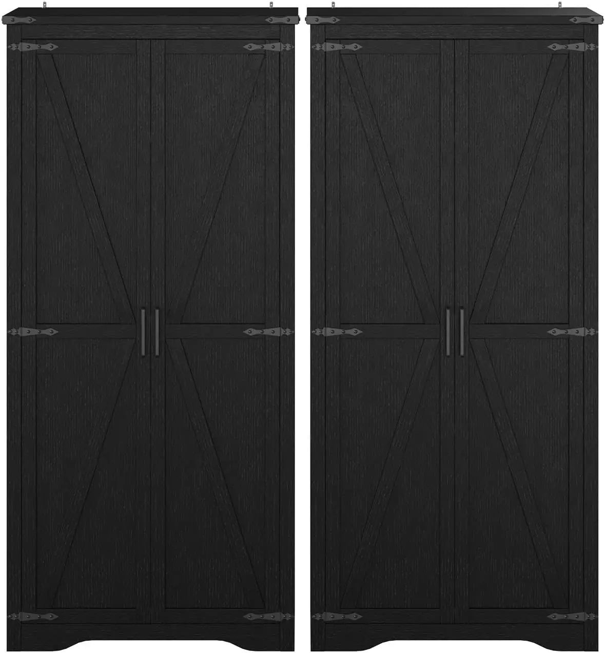 Set of 2 Tall Storage Cabinet w/Adjustable Shelves w/2 Barn Doors