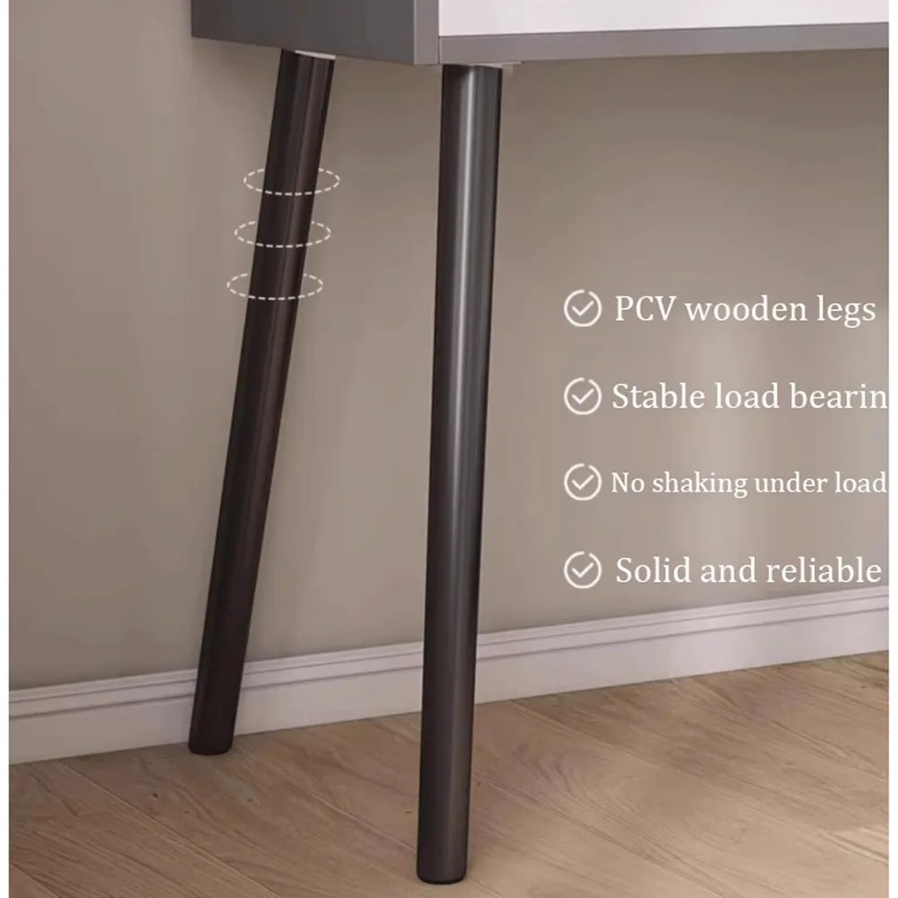 Vanity Desk with Round Mirror and Lights, with Drawers