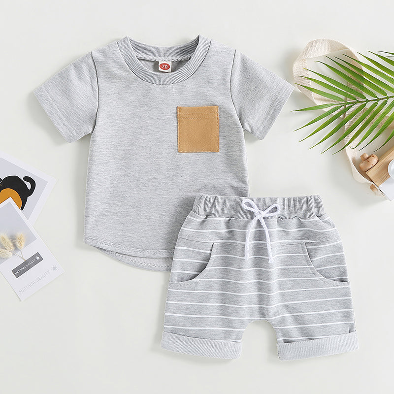 6MO-3T Boys 2Pcs Summer Set, Short Sleeve, Crew Neck