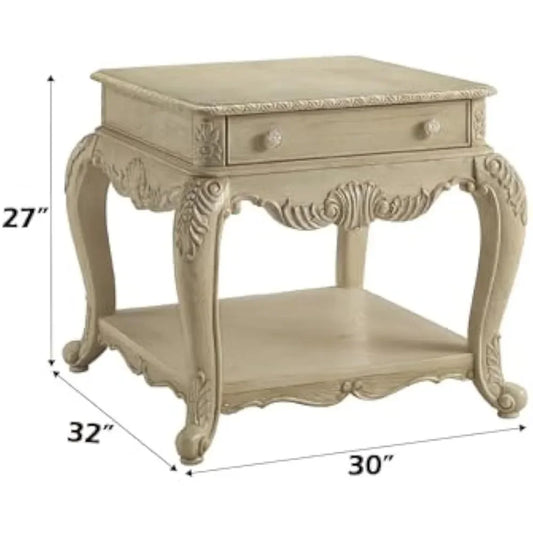 1 Drawer Wooden End Table with Bottom Shelf