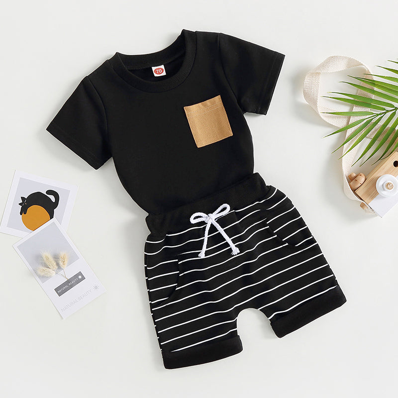 6MO-3T Boys 2Pcs Summer Set, Short Sleeve, Crew Neck