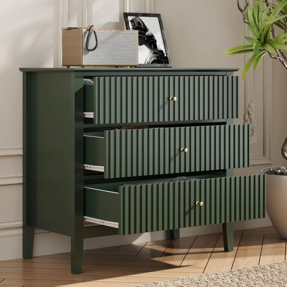 3 Drawer 32 inch Wide Wood Night Stand