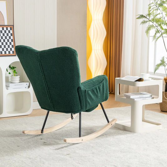 Fabric Rocking Chair With Adjustable Footrest