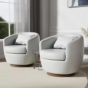 Set of 2, Swivel Chair with Storage, Brown Barrel Swivel Chair