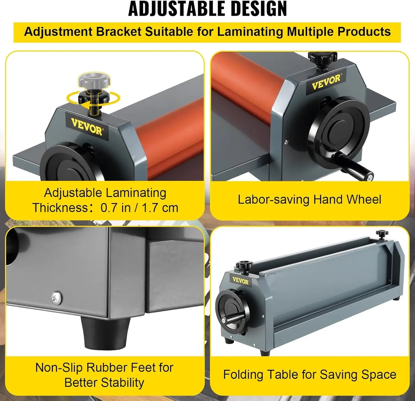 51 Inch Cold Laminator Machine 10mm Manual Vinyl Photo Film Hand Crank