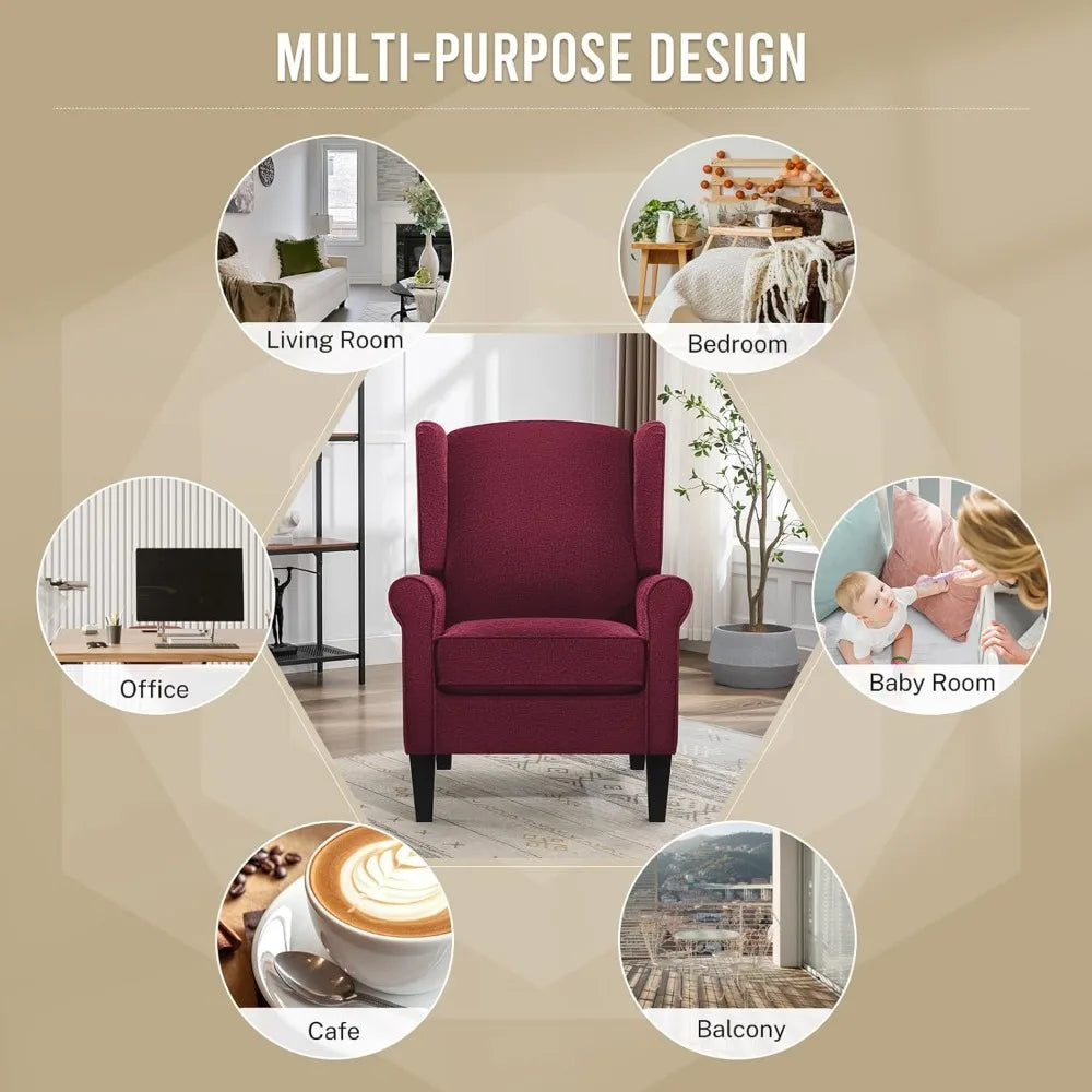 Chenille Fabric Armchair with High Resilience Sponge & Sturdy Legs