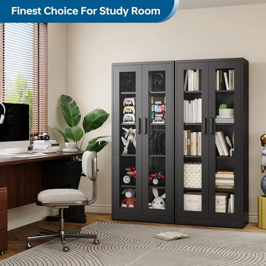 67 Inches Curio Cabinet with 4 Adjustable Shelves,Tempered Glass Display Case