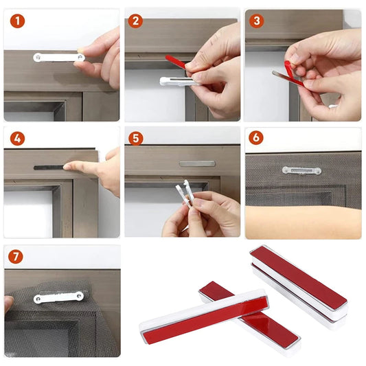 Magnetic Window Screen Clip Self-Adhesive Window Fixation Buckle for Mosquitoe Net