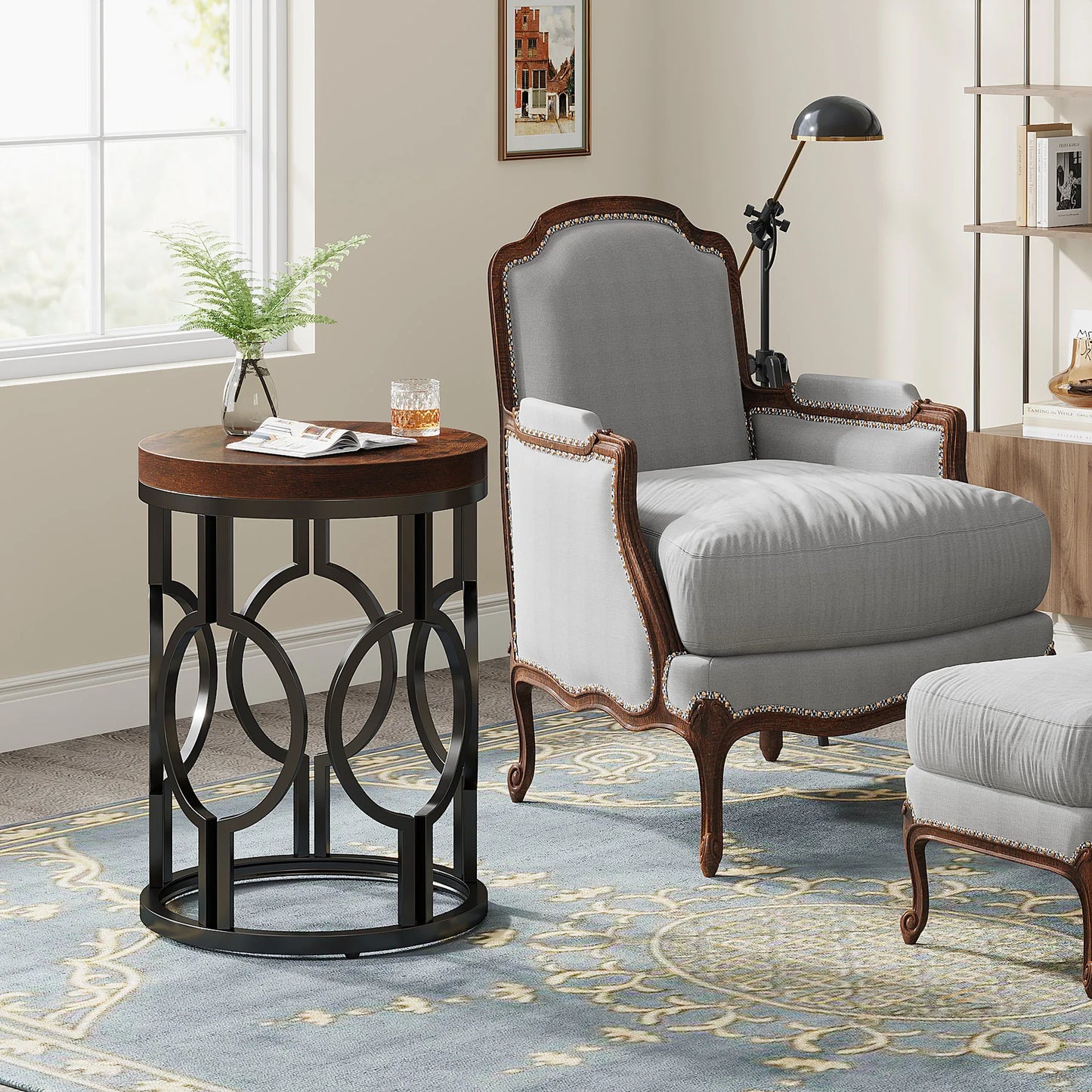 Industrial SideTable with Metal Hollow Frame