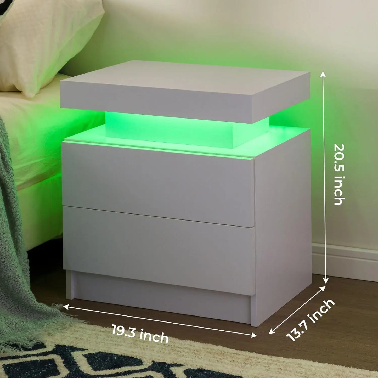 Set of 2 LED side stands with 2 Drawers