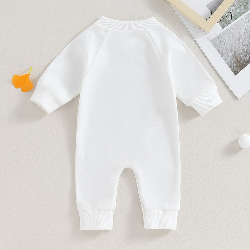 0-12M Newborn Baby Boy Sweatshirt Rompers-Bull Head Letter Print, Long Sleeve Jumpsuit