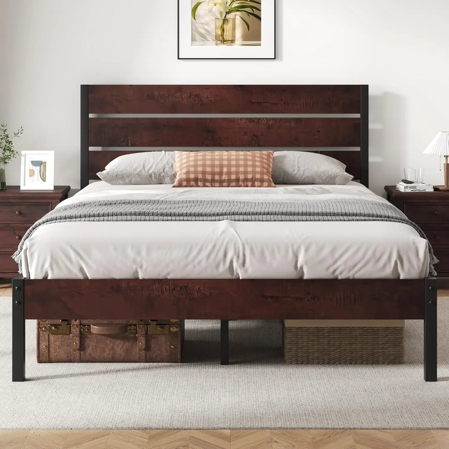 All-Metal Bed Frame with Headboard & Footboard - Under Bed Storage, No Box Spring Needed | Easy Assembly