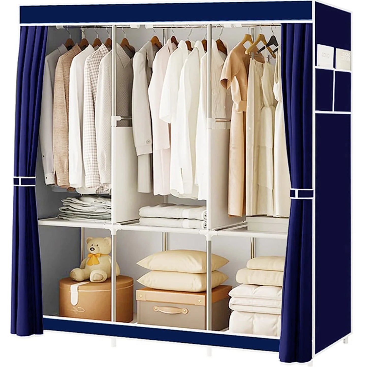 Closet Wardrobe Organizer Storage Rack, Portable, Dustproof, Non-woven Fabric Quick and Easy to Assemble