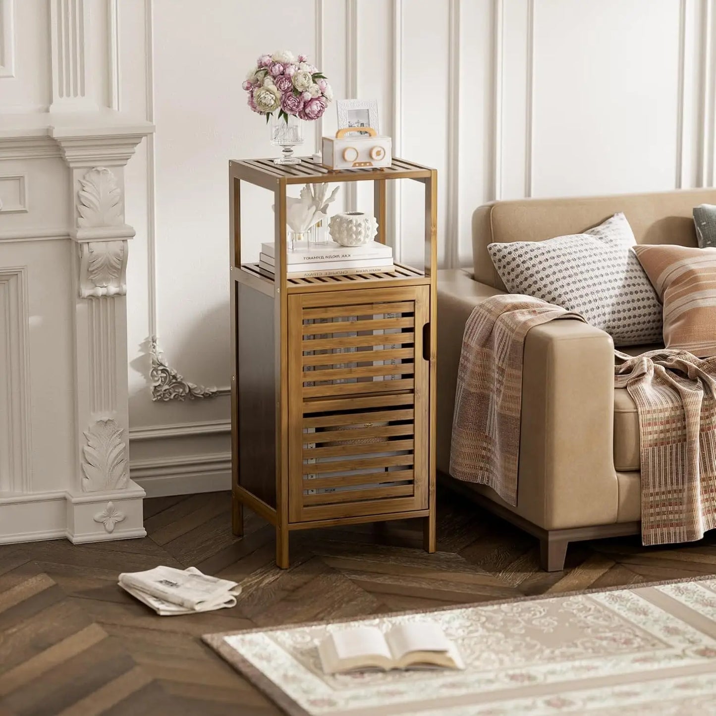 4-tier Bamboo Floor Cabinet