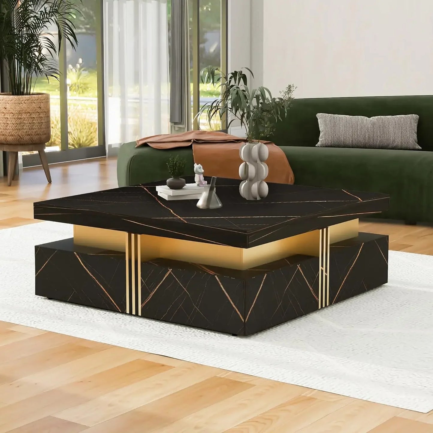 Modern Round Nesting Coffee Table with Drawers