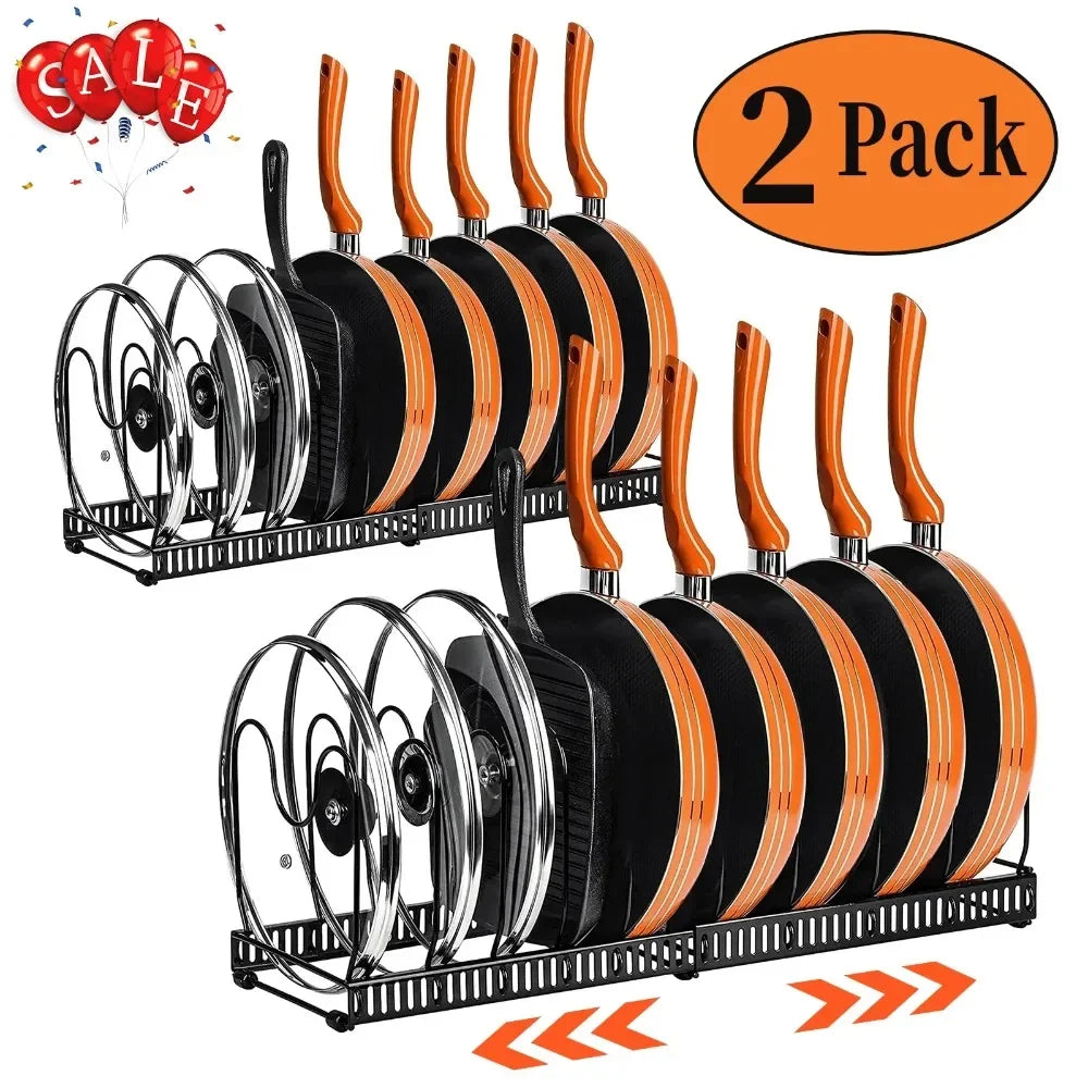 2Pack expandable Pots and Pans Rack Organizer