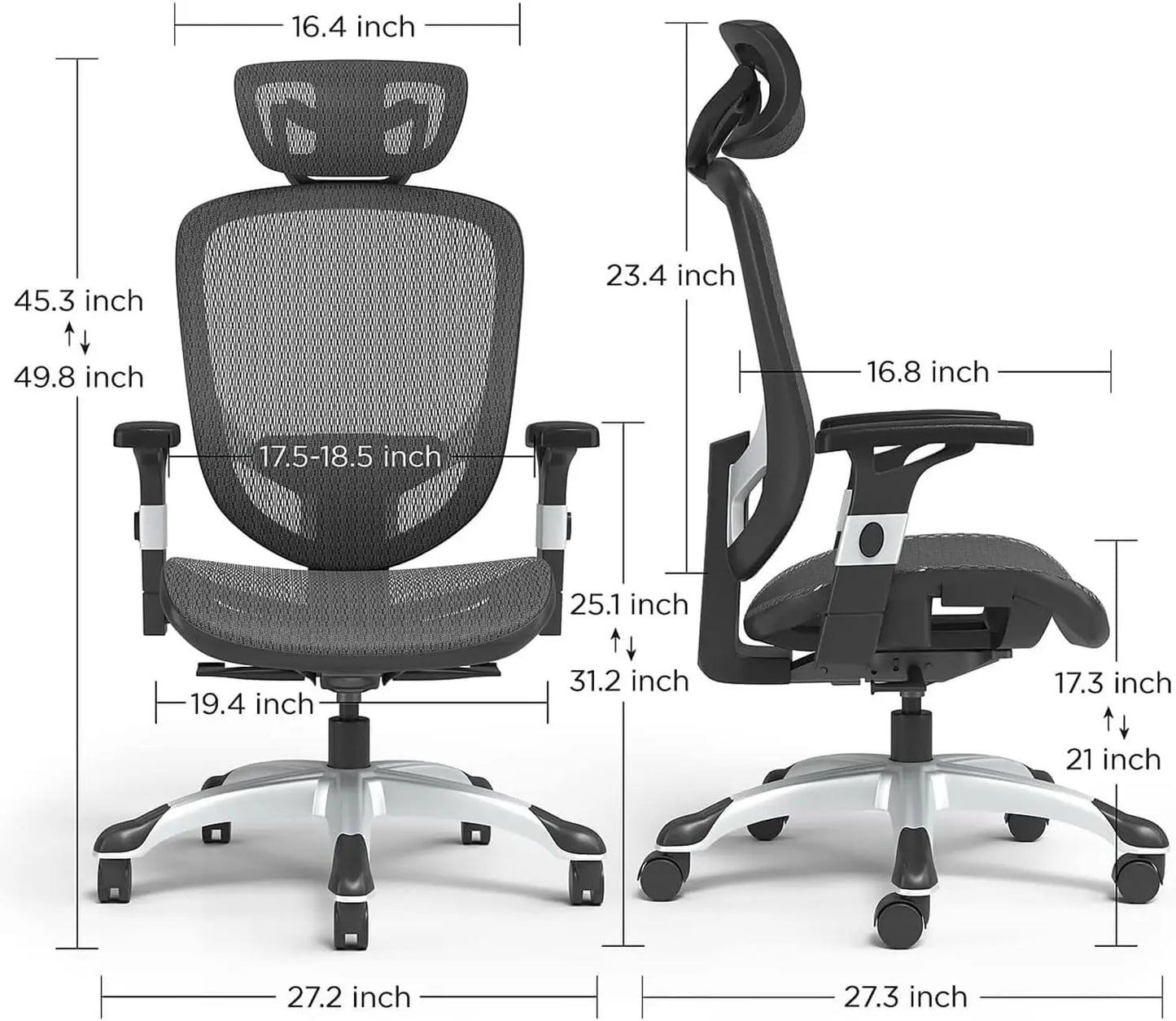 Adjustable Office Chair with Breathable Mesh and Lumbar Support