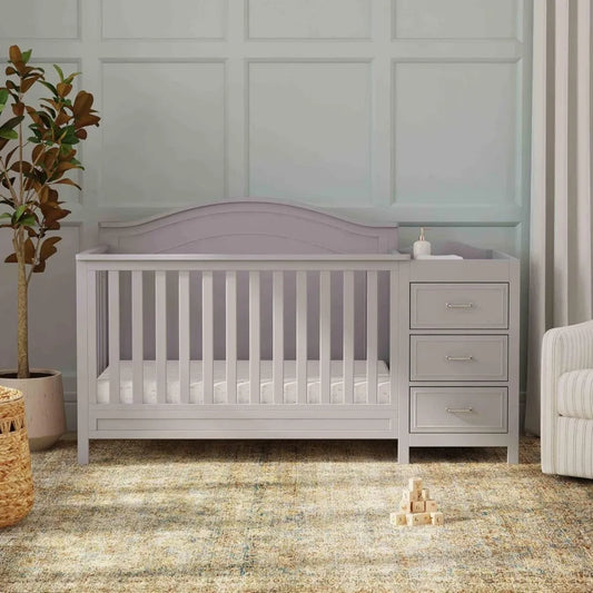 4-in-1 Convertible Baby Crib w/Changing Table - Wooden Toddler Bed, Daybed & Twin Bed Conversion