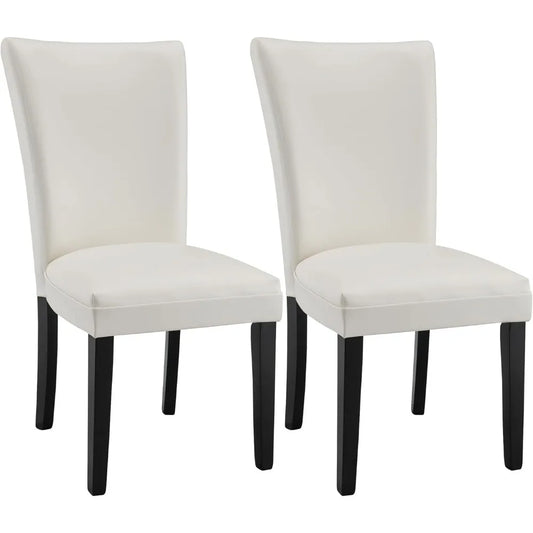 Set of 2 Faux Leather Upholstered Side Chairs w/Solid Wood Legs