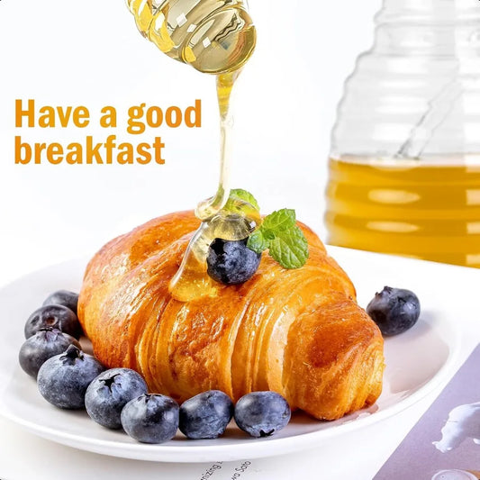 15.5 Oz Honey Pot with Dipper and LidGlass Honey Jar Honey Dispenser Clear Glass Honey Container for Home Kitchen Store Honey a