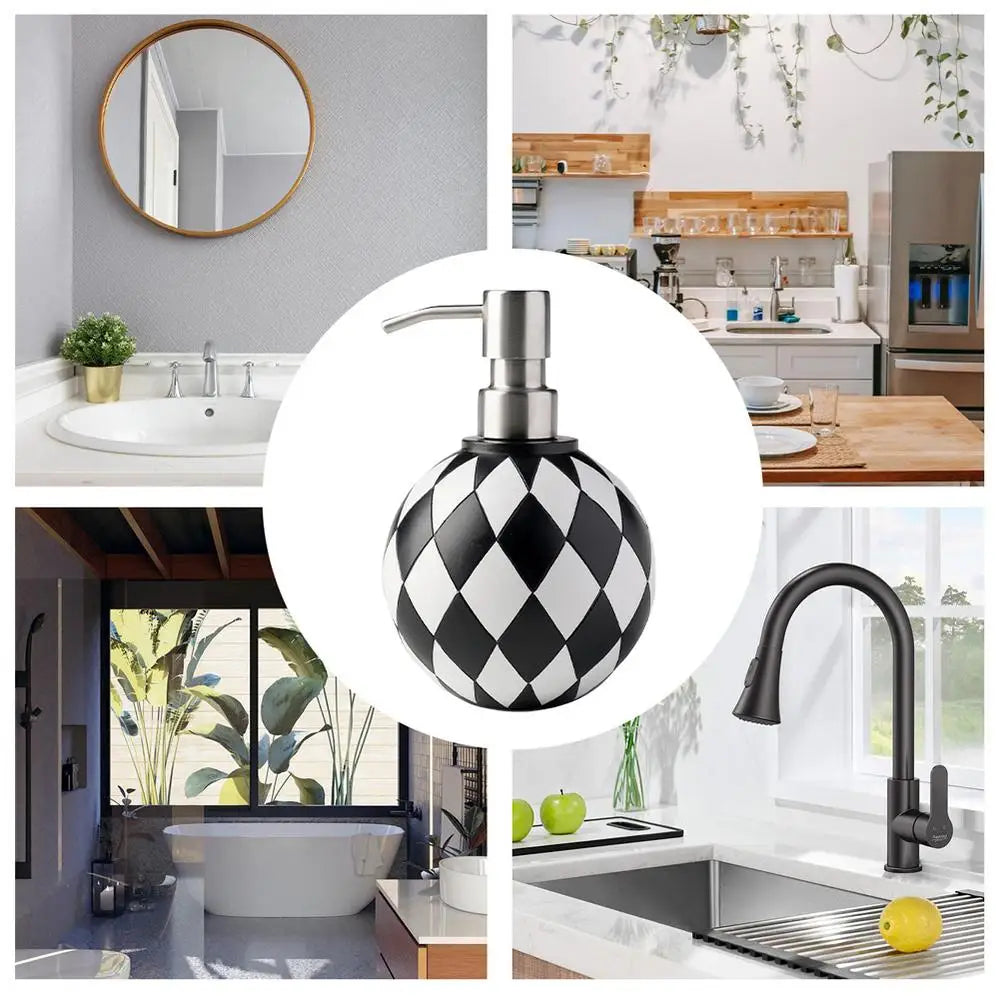 Bathroom Soap Dispenser Modern Chessboard Style