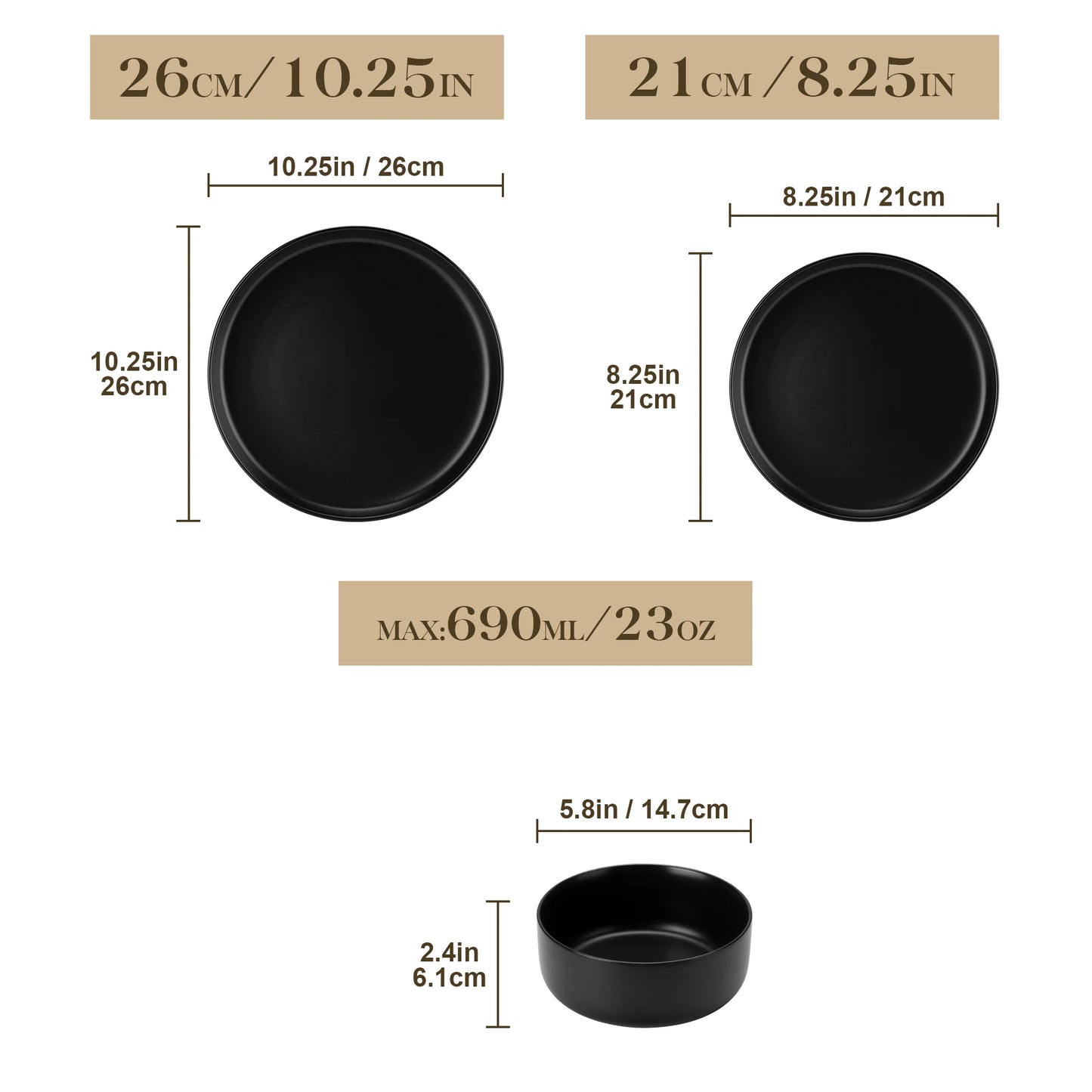 MALACASA 12/24 Piece Ceramic Porcelain Dinnerware Set with 4 Pcs Dinner/Dessert Plates,Bowl Tableware Set Service for 4