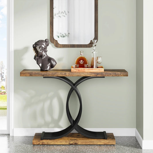 Geometric Frame Console Table, Brown