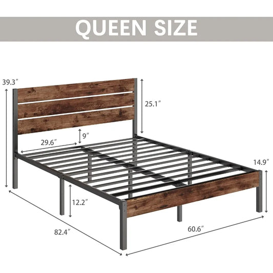 Queen Bed Frame with Headboard and Footboard, with Under Bed Storage, All-Metal Support System, No Box Spring Needed
