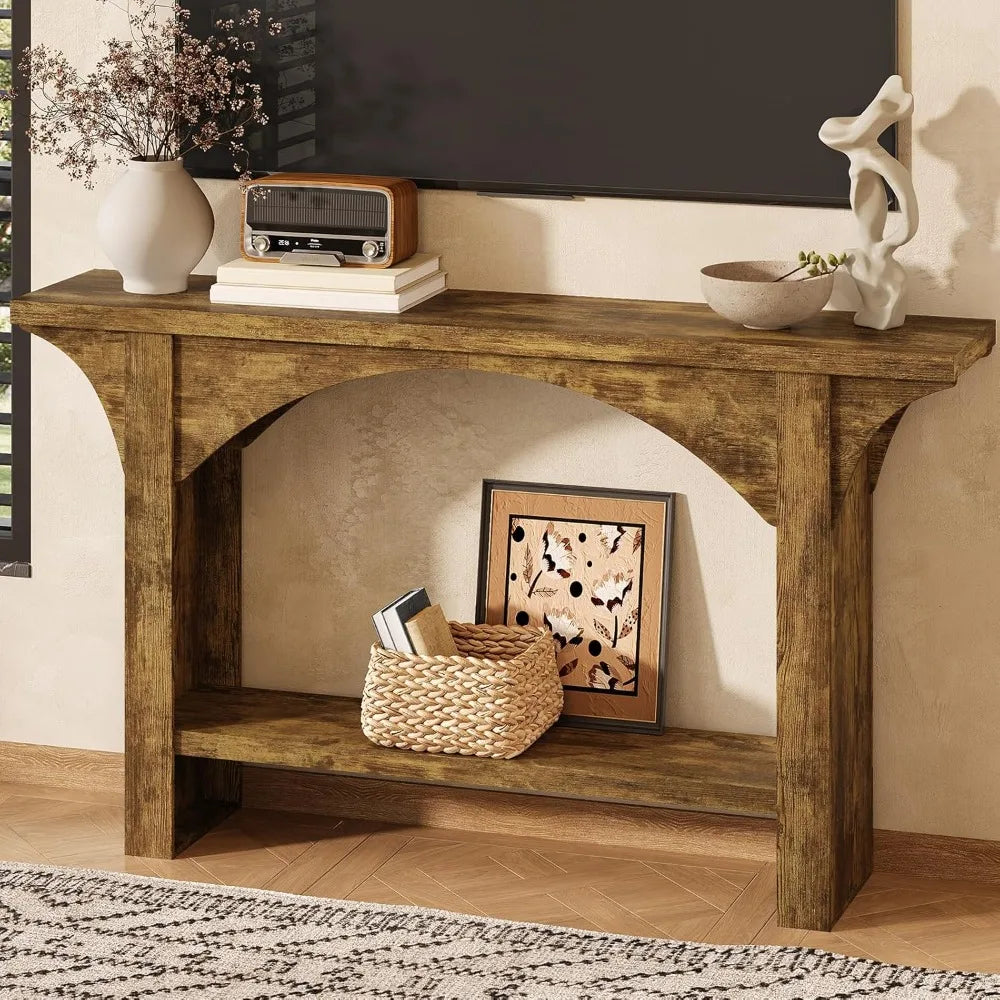 55 Inches 2 Tier Farmhouse Entryway Table