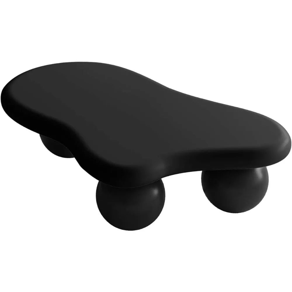 40" Black Modern Coffee Table with 3 Ball Legs