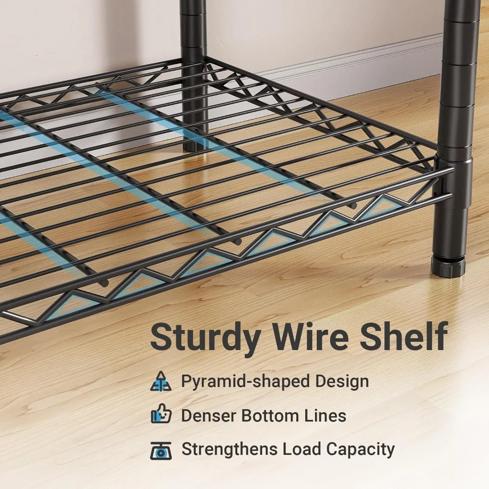 L Shaped Clothes Rack Heavy Duty Clothing Rack for Corner, 5-Tier Wire Garment Racks