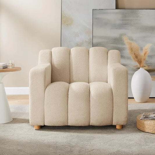40" Comfy Boucle, Deep Seat and Wide Arms, Upholstered Armchair